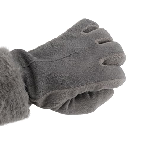 isotoner Women's Water Repellent Touchscreen Stretch Mya Faux Fur Cuff Gloves - color: Ash, size: Large-X-Large