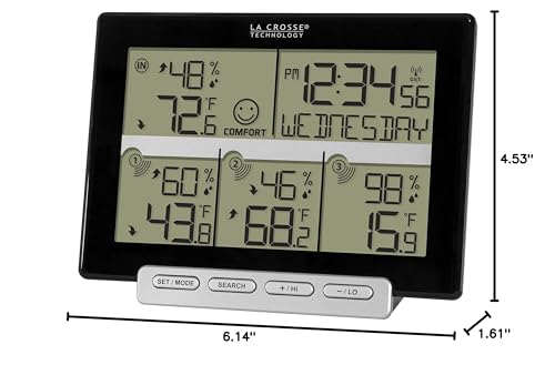 La Crosse Technology 308-1412-3TX-INT Wireless Weather Station (Including 3 Sensors) , Black