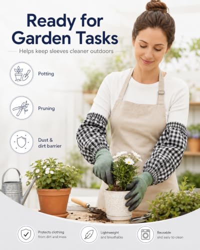 BESTOYARD 3 Pairs Cleaning Oversleeves, Anti-Dust and Oilproof Arm Protective Sleeves with Cotton and Linen for Women Men Kitchen, Gardening, Car Washing, Painting, Topiary Garden