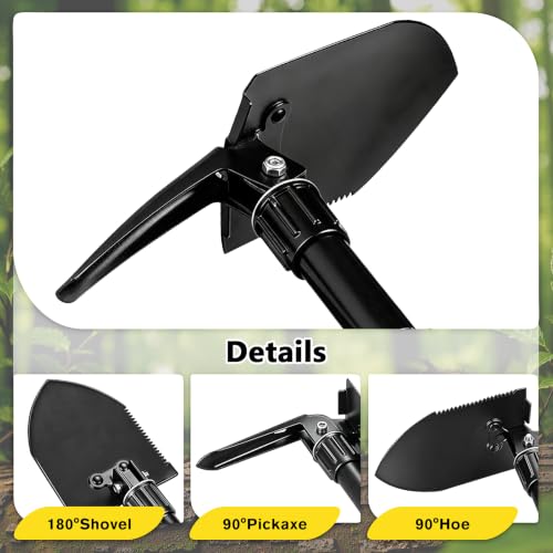 Folding Shovel, 18.5'' Lightweight Camping Shovel - color: Black, size: 18'' Medium