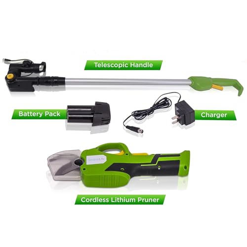 Serenelife Cordless Pruning Shears & Branch Cutter - Electric Pruner with 6 feet of Extension Reach - Rechargeable Battery & .98 IN Cutting Diameter - Ideal for Bushes, Roses, Gardens & Branches - style: SharpX