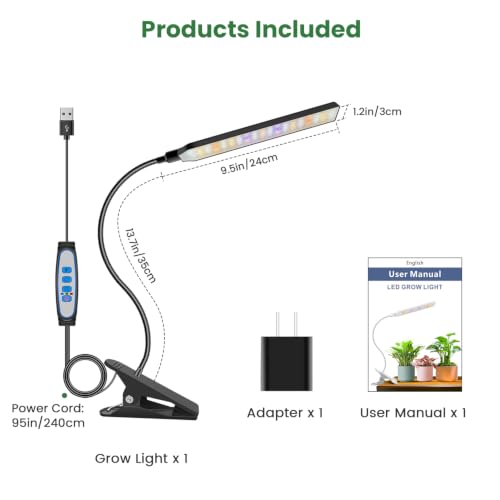 Kullsinss Clip-on Plant Lights for Indoor Growing, 57 LEDs 10W Grow Light - size: 1 Head-Black