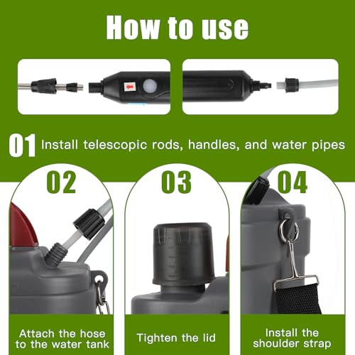 2 Gallon Pump Sprayer Battery Powered, USB Handle & Wand for Lawn & Garden