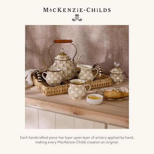 MACKENZIE-CHILDS Enamel Herb Pot Set, Small, Brown-and-White Mocha Check - color: Mocha Check