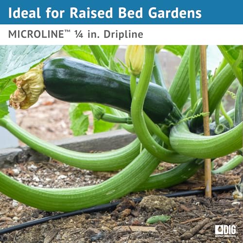DIG ML-112B ¼” 100’ MICROLINE™ Dripline, 12” Dual Outlet Emitter Spacing, UV-Resistant Tubing for Efficient Irrigation | Ideal for Raised Beds | Flexible, Durable, Easy Installation (Brown) - size: 100',¼" MICROLINE Dripline - 12” Spacing