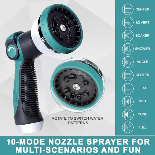 25FT Garden Hose, Stainless Steel Water Hose Flexible with a 10-Mode Nozzle Sprayer, No Kink, Lightweight, Puncture Proof, Ideal for Indoor & Outdoor Light Use, 5/8'' Outside Diameter - size: 25 feet