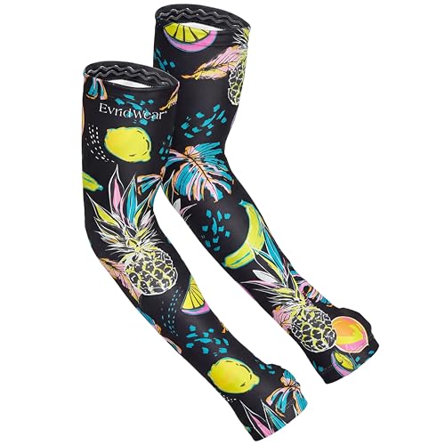 Evridwear Gardening Sleeves,UV Protection Cooling Arm Sleeve Women Men - color: Tropical Fruits, size: Large/Extra Large