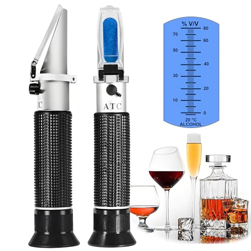 Handheld Alcohol Refractometer,V·RESOURCING 0~80% Alcohol Content Measurement Tool Tester for Spirits Distilled Ethanol with Water Like Whiskey, Brandy;Used in Scientific Research, Alcohol Purchase - color: Alcohol Refractometer (0-80%)