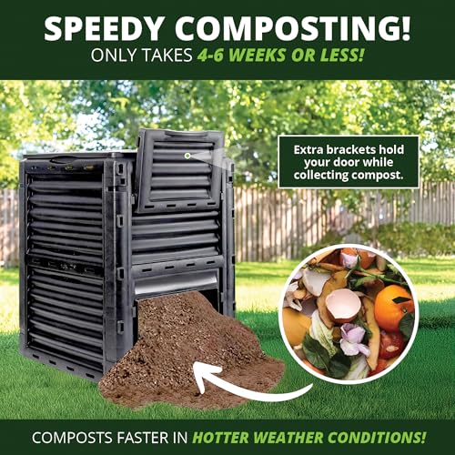 Simply Bio Garden Compost Bin from BPA-Free Material - 80 Gallon (300 L) Large Outdoor Compost Bin, Easy Assembly, Lightweight, Fast Soil Creation, Black - size: 80-Gallon