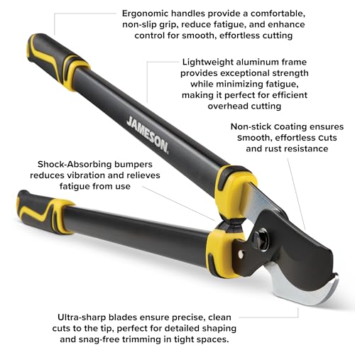 Jameson Heavy-Duty 29″ Bypass Lopper | 1-3/4″ Cutting Capacity | Non-Stick Blade | Aluminum Frame | Ergonomic Grips | Gardening & Landscaping Tool
