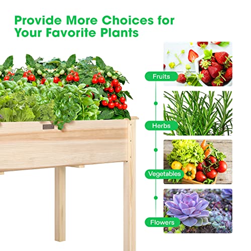 VIVOSUN Raised Garden Bed with Legs Outdoor Wood 48x24x30 Elevated Planter - size: 48 x 24 x 30 Inches (Elevated)