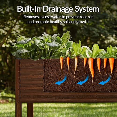 Best Choice Products 72x24x30in Non Toxic Galvanized Raised Garden Bed, Metal Elevated Planter Box, Vegetable Garden, 100% Non Toxic Materials - Dark Brown Wood Grain - color: Dark Brown Wood Grain, size: 72x24x30in