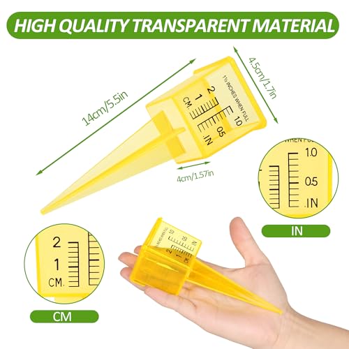 10PCS Rain Gauges Outdoor 1.5" Transparent Sprinkler Rain Gauge for Lawn with Wide Mouth Water Measuring Tool (Yellow)
