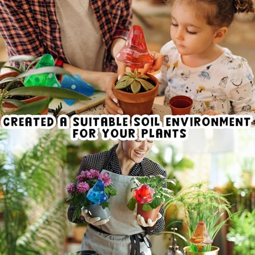 Famstar Self-Watering Globes Spikes, Automatic Plant Waterer Indoor Outdoor - color: 12 Pack-4 colors
