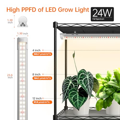 Bstrip 4-Tier Large Indoor Greenhouse with Grow Light, 58x13.8x59in - color: Transparent