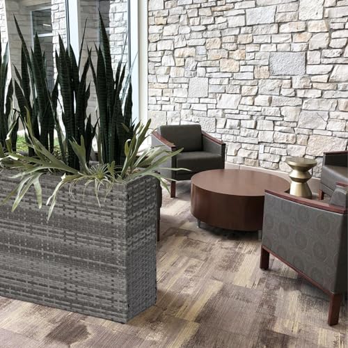 SUNNYPARK Large Rectangular Planter for Outdoor Rattan Block Box 32x11x24'' - color: Gray