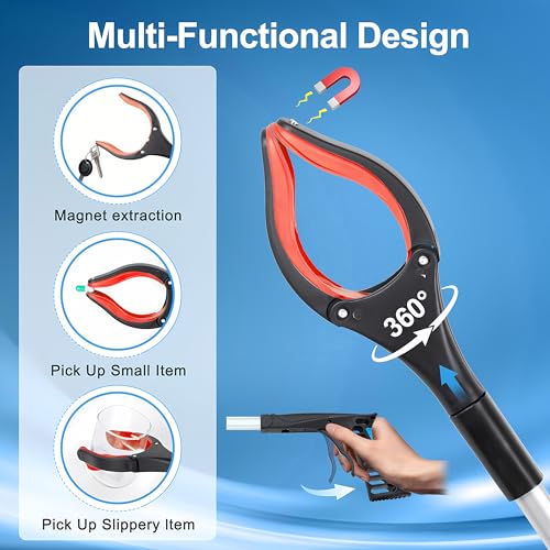 Grabber Reacher Tool - 43β Extra Long Foldable Gripper and Reaching Tool - Heavy Duty Pick Up Stick Grabbers for Seniors, Trash, Surgery Recovery Must Haves Gifts (Red-43in) - color: Red-43in