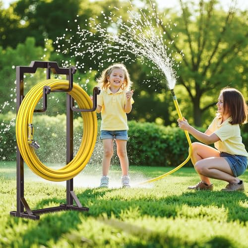 Skycarper Garden Hose Reel Holder Water Hose Hanger Organizer Stand,Bronze
