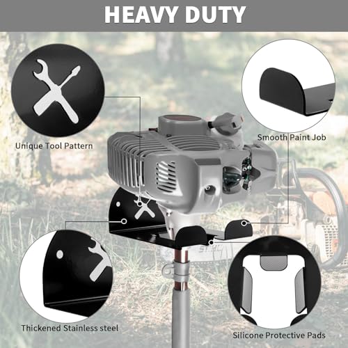 Upgraded Trimmer Rack Wall Mount - 8" Heavy Duty Weed Eater Hanger for Garage Wall, Garden Power Tool Holder Organizer Hooks for Grass Trimmer, Hedge Trimmer, Leaf Blower and Chainsaw, Black, 2 Pack - color: Black-2Pack