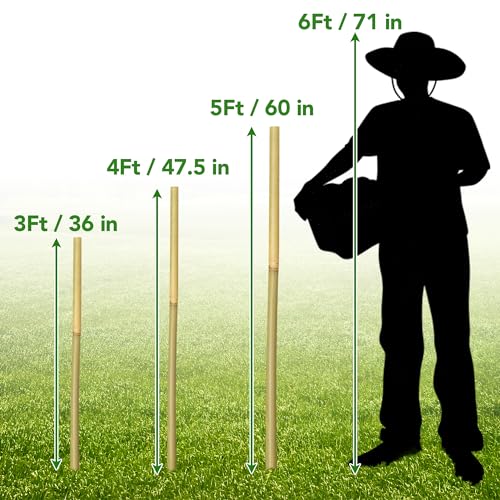 60Pcs Bamboo Stakes for Plant 4 Feet, Garden Bamboo Plant Stakes for Plants Support, Bamboo Sticks for Climbing Plants, Tomatoes, Sunflowers, Beans, Potted Plants, Trees - size: 4ft-60 Pcs