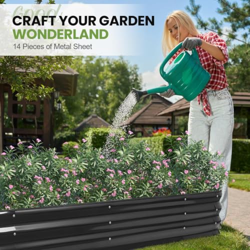 G GOOD GAIN Raised Garden Bed Outdoor, 4-in-1 Modular Metal Planter, Grey - color: Gray, size: 5x3x1ft(1pcs)