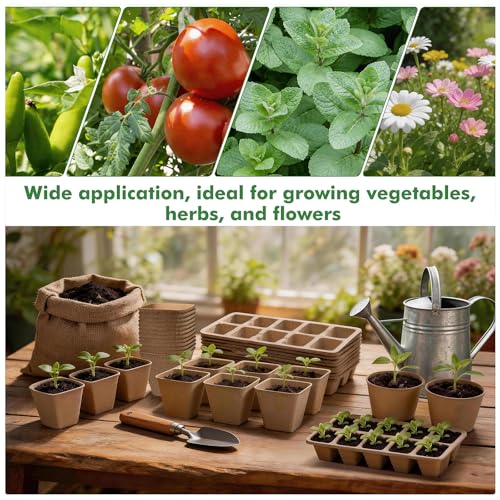 3.15 Inch Peat Pots 120 Pack, Square Seed Starting Pots with Plant Labels