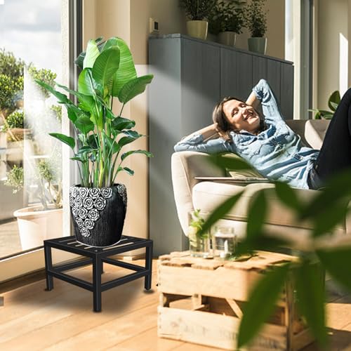 Lilybud--lily Plant Stand Indoor Outdoor, 2 Pcs Heavy Duty Plant Stands Metal Pedestal Stand for Indoor Outdoor, Wrought Iron Flower Stand Display Planter Shelf for Garden Deck Living Room - size: 12''-2P