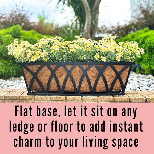 LaLaGreen Wall Hanging Planters (2 Pack, 30 Inch) Balcony Fence Planter with Coco Liner, Metal Window Planter Box Attach House Outdoor Flower Basket Plant Holder Rail Railing Deck Porch Horse Trough - size: 30" (76cm) x 2 Pack