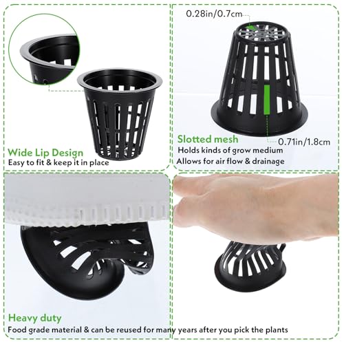 200PCS 2 inch Net Pots, Slotted Mesh Net Cups for Indoor Outdoor Growing