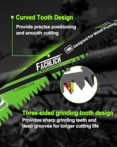 9-Inch Pruning Blades for Wood - Reciprocating Saw Blades Set, FACHLICH Arc Cutting Edge 6TPI Saw Blades for Tree Pruning, Wood Cutting(4 Pack) - size: 230MM(9")