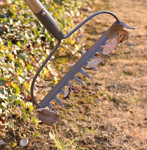 Garden Rake, 5 FT Metal Rake for Lawns Level Head Rakes with Stainless Steel Handle for Loosening Soil
