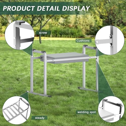 Garden Kneeler and Seat, 10.2" Stable and Save Anti-Tipping with Handle - color: Grey