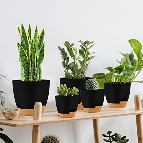 GARDIFE 5/5.5/6/6.5/7 Inch Self Watering Planters, Black - color: 7-black, size: 7/6.5/6/5.5/5 inch|5 pcs