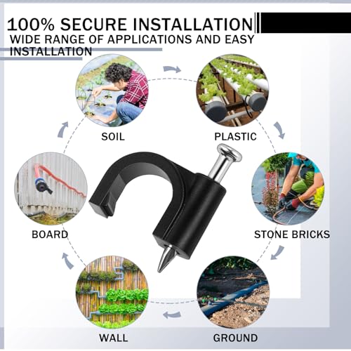 100 Pcs Drip Irrigation Tubing Mounting Clips, 1/4" and 3/8", Black - style: 1/4" and 3/8"