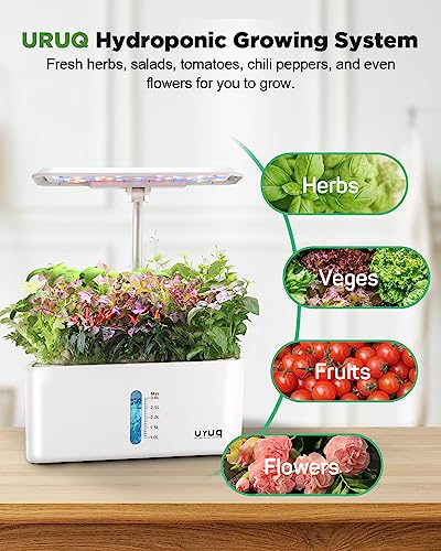 URUQ 8 Pods Hydroponics Growing System with LED Grow Light - White - color: White