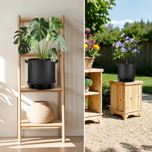 MultiOutools 4 Pack Self Watering Pot Base with 5 Gallon Fabric Grow Bag