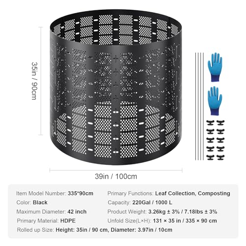 VEVOR Compost Bin 220 Gallon, Outdoor Expandable Composter, Easy to Setup & Large Capacity Composting Bin, Fast Creation of Fertile Soil - style: 220 Gallon