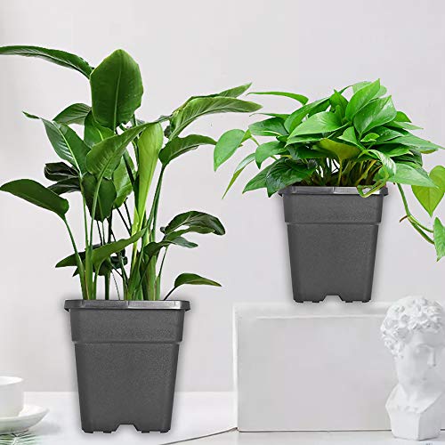 10 Gallon Square Nursery Pots Plant Pots Growing Pots Nursery Container for Planting Soil Plants 10Pcs - color: Black, size: 10 Gallon