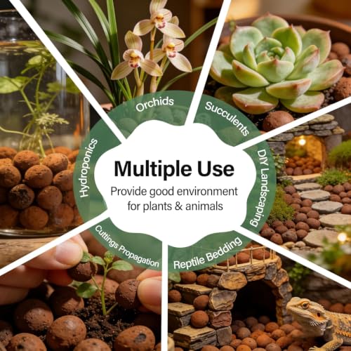 Halatool 6LB Clay Pebbles, 4-16mm Hydro Balls for Drainage & Aeration - size: 6LB