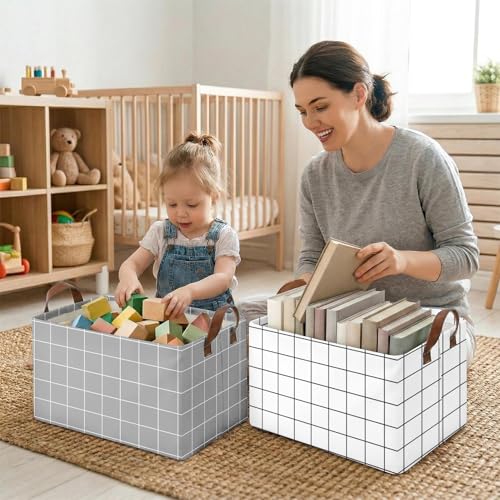 Britimes Checked Storage Baskets for Gifts, Toy Storage Bins Box, 3 Pack - color: Grid