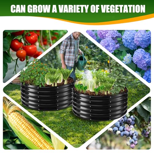 TBMLC 17" Tall,40" Diameter Elevated Round Metal Raised Garden Bed Black - color: Black, size: 3.3FT Diameter