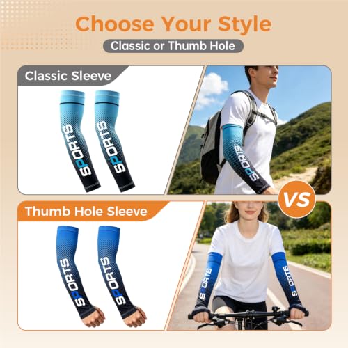 Bacophy UV Protection Arm Sleeves Cooling Cover for Men Women 6 Pairs - color: Orange+green+deep Blue+light Blue+grey*2