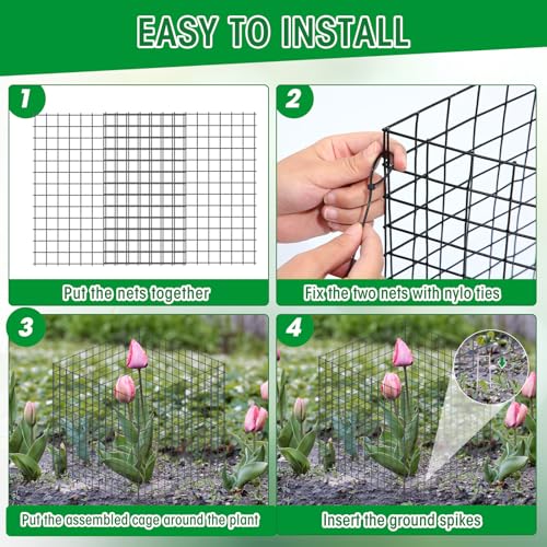Zubebe 10 Pack Small Wire Plant Protectors Mesh, Thickness 2mm, Dark Green - color: Dark Green, size: Thickness 2mm