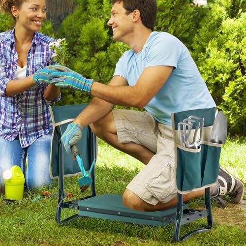 LDAILY Garden Kneeler and Seat, Heavy-Duty Foldable Garden Stool