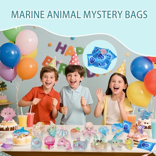 Mini Glow In The Dark Animal Resin Models, Resin Animals Mystery Bags, Individually Wrapped Blind Bags Tiny Animal Figurines, Collectible Mini Animals For Fairy Garden, DIY Crafts (50, Ocean) - color: Ocean