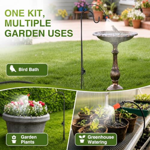 Saillong 36 Ft Bird Bath Dripper Kit, Outdoor Sprinkler System, Spray Head - size: 33 ft Water Pipe, style: Spray