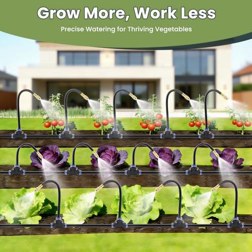 200FT Automatic Drip Irrigation Kits with Water Timer 360° Bendable Spray