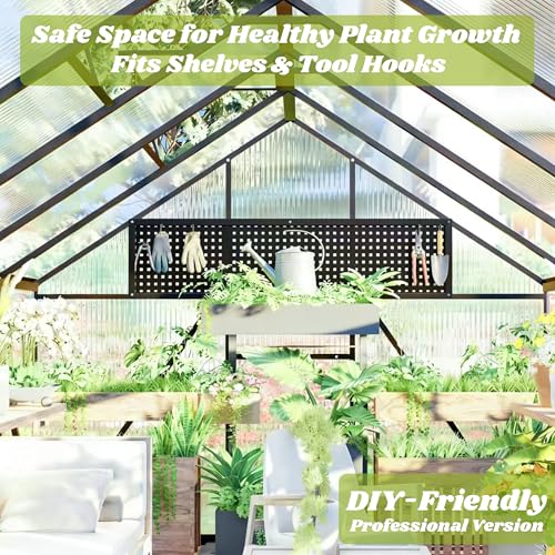 8x12 FT Outdoor Greenhouse with Roof Vent, Charcoal Black - color: Charcoal Black, size: 8×12FT