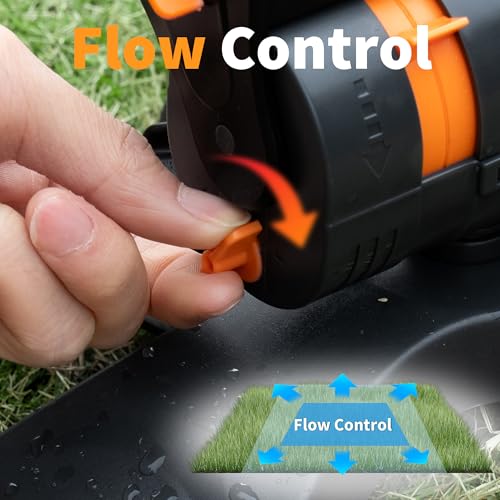 Diivoo Mini Turbo Oscillating Water Sprinklers for Yard, Garden Sprinkler with Large Base, Adjustable Width, Range and Flow Rate, 16 Nozzles, Grey - color: Gray