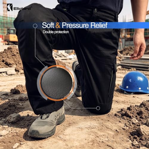 Ellobird Knee Pad Insert For Work Pants,9.45X6.53X0.98 inch 2 PCs - A Pair - color: black